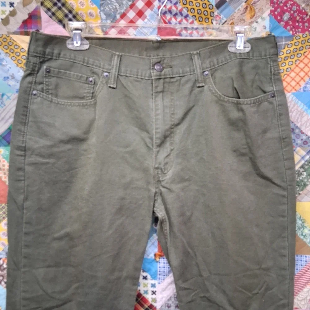 Levi's 514 Straight Fit Pants Mens 38x32 Olive Green Cotton Canvas Workwear